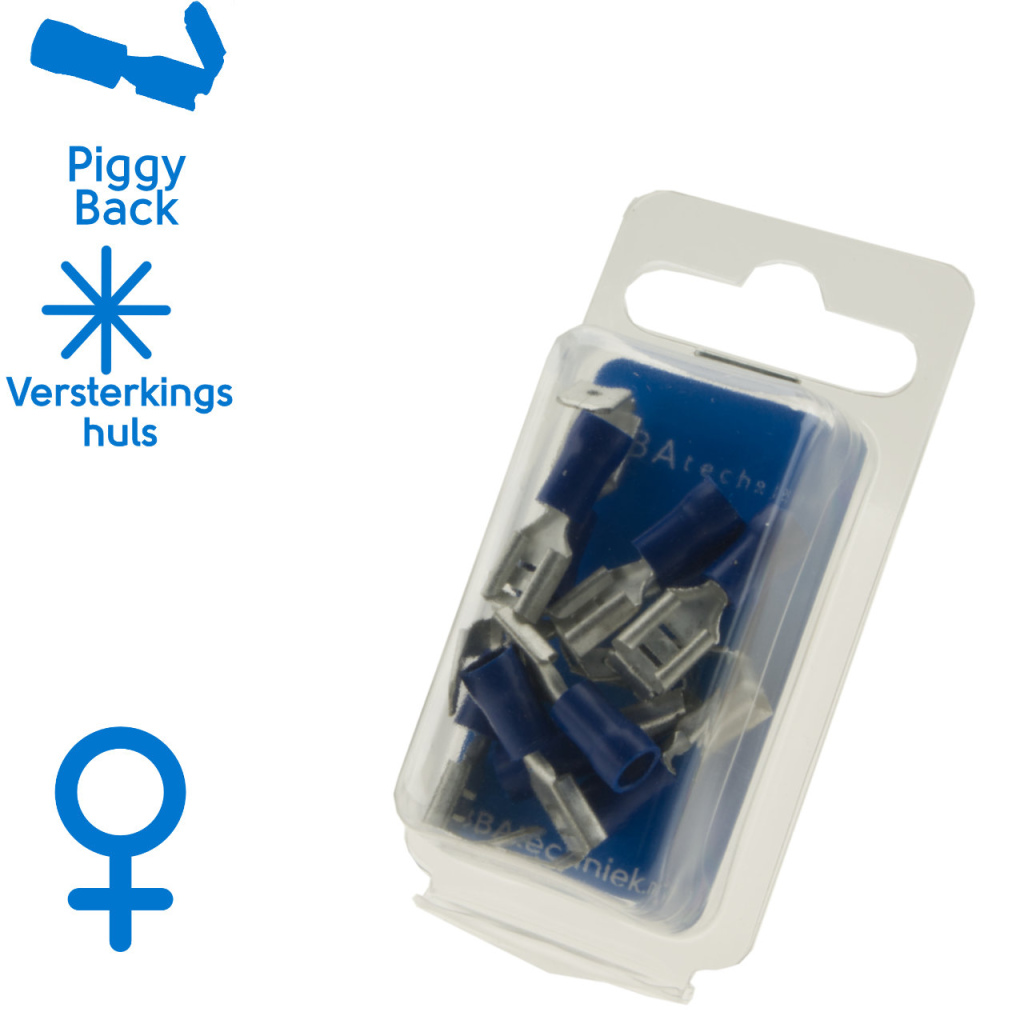 BBAtechniek - Vlakstekerhuls 6.3x0.8mm* blauw (10x)