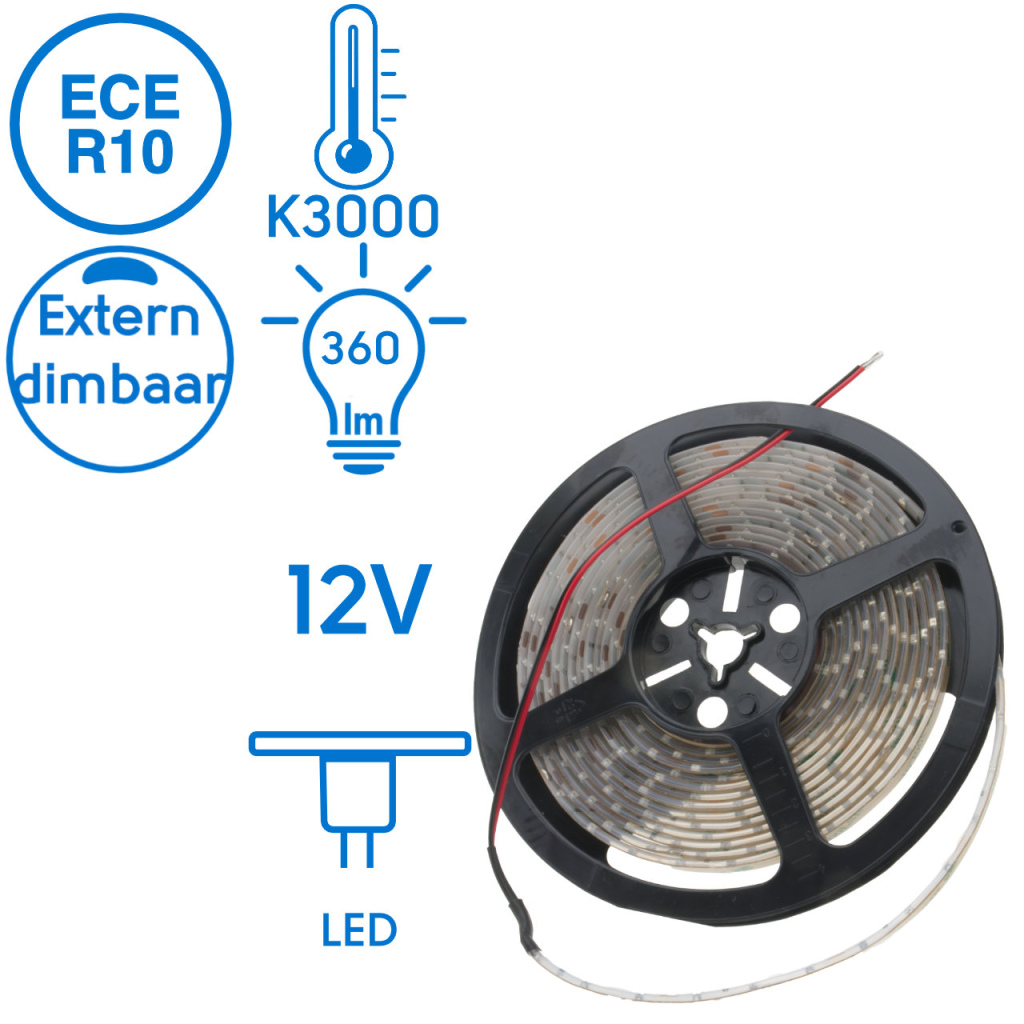 BBAtechniek - Abruzzen LED strip 12V 4.8W 3000K 360lm (5m)