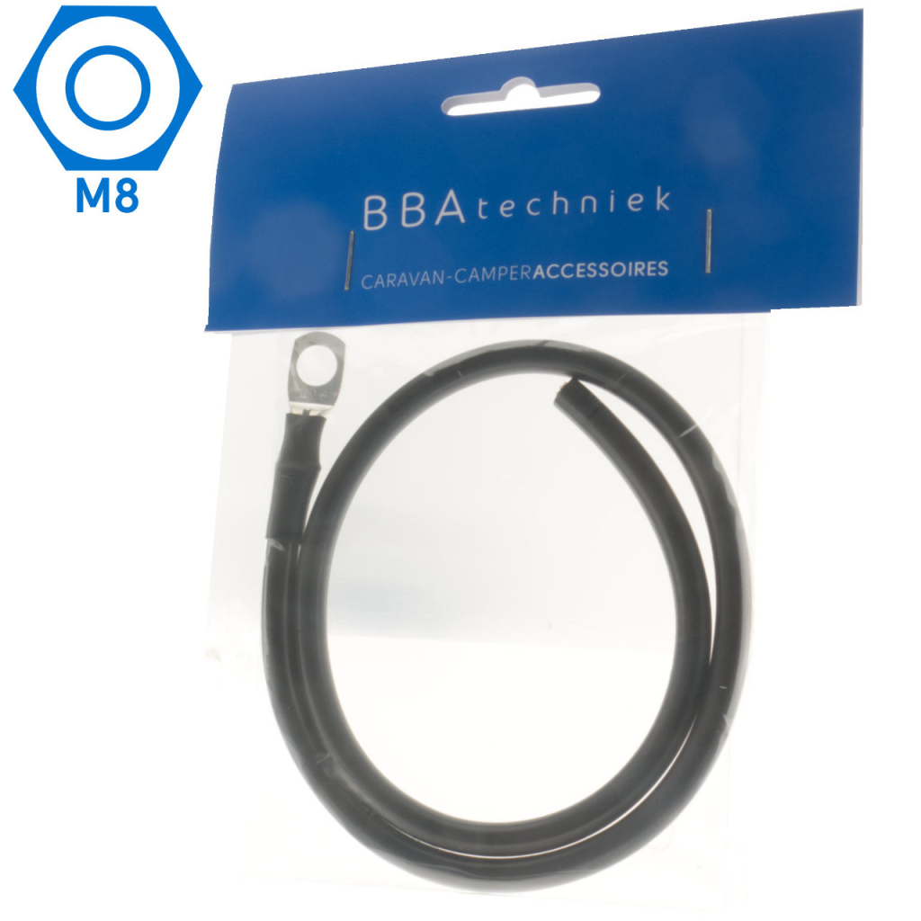 BBAtechniek - 10mm2 accu kabel flexibel zwart M8 (0.5m)