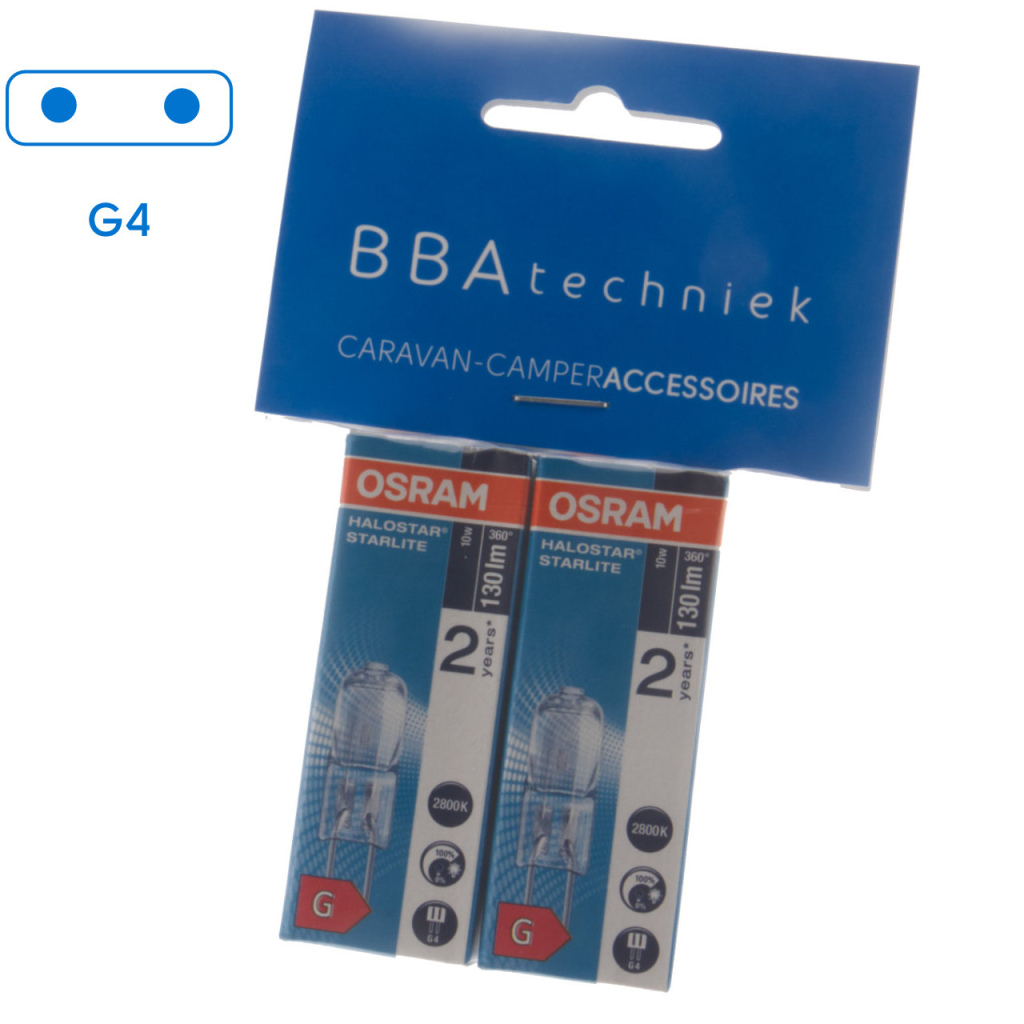 BBAtechniek - Halogeen JC 12V 10W G4 helder 2800K 130lm (2x)