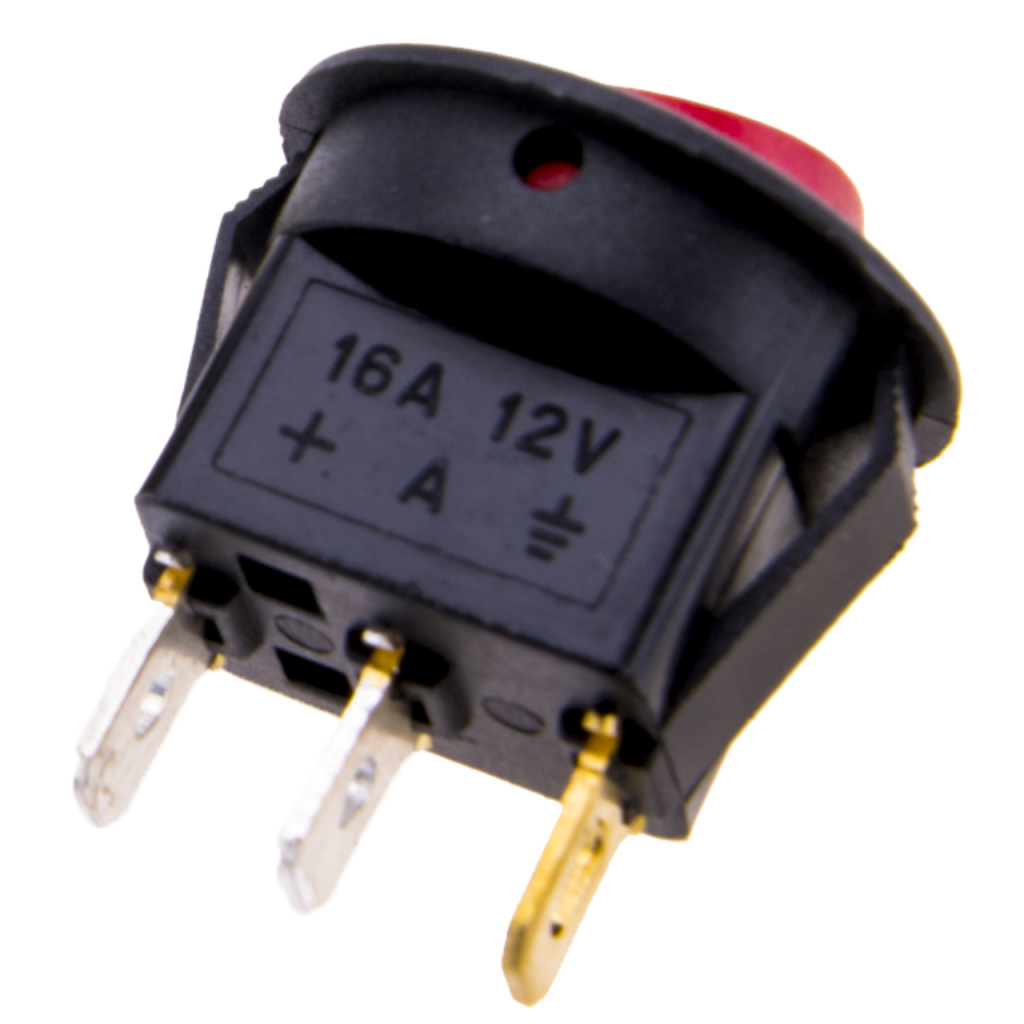 BBAtechniek - 12V 16A 3-polig On-Off schakelaar mini rood (10x)