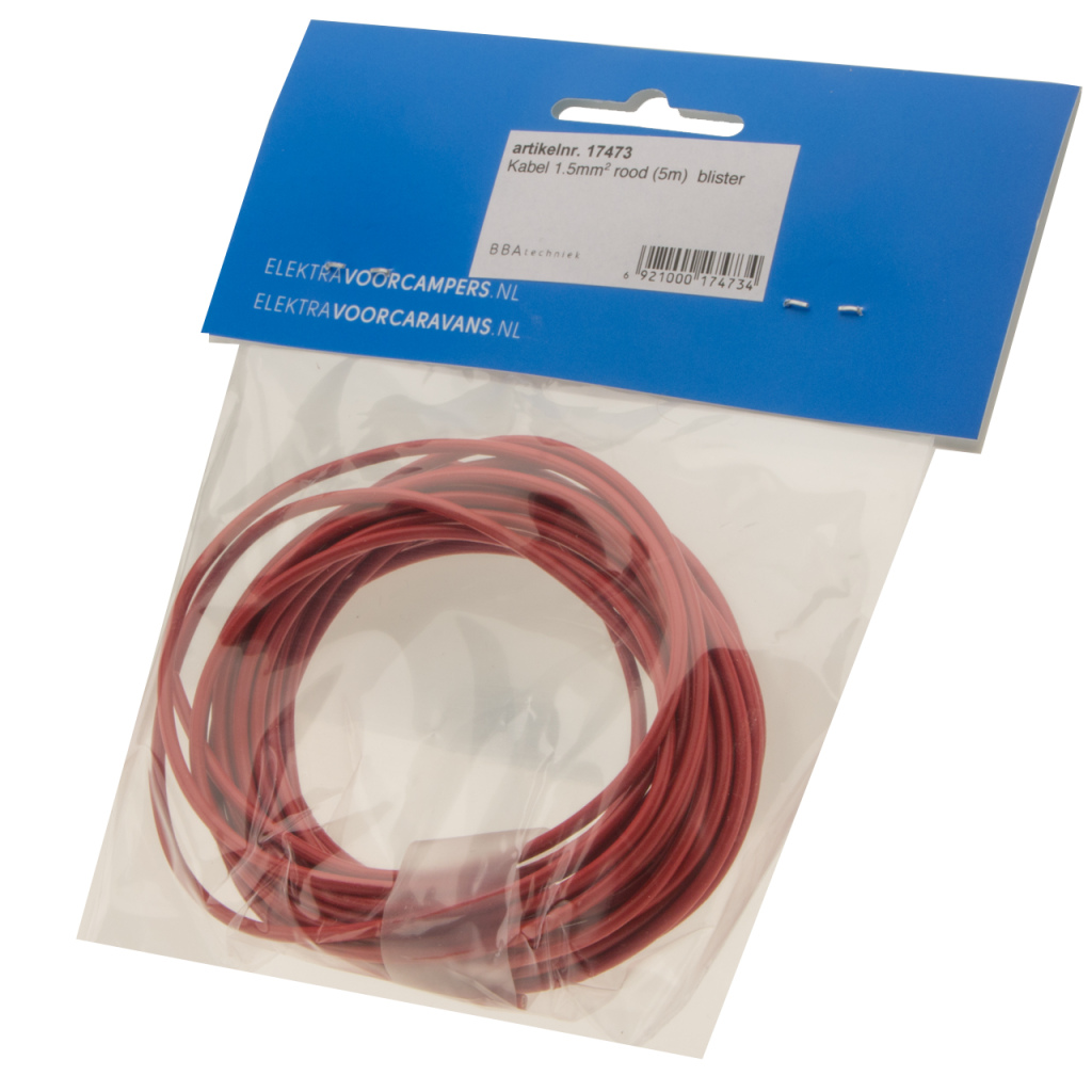 BBAtechniek - Kabel 1.5mm2 rood (5m)