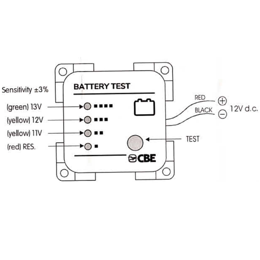 BBAtechniek - CBE 12V accu voltage testpaneel LED (1x)