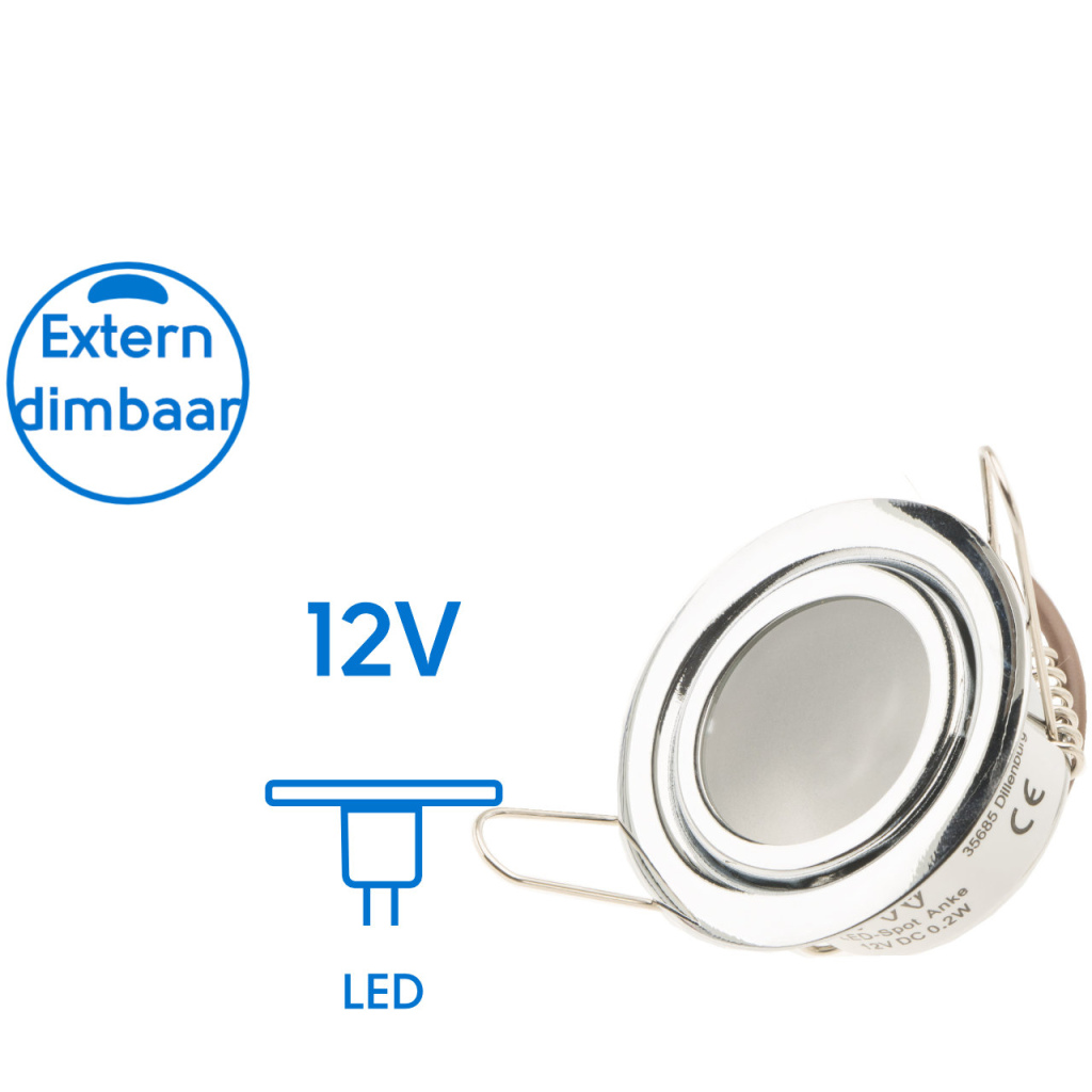 BBAtechniek - Dometic LED spot Anke chroom 12V 0.2W matglas (1x)