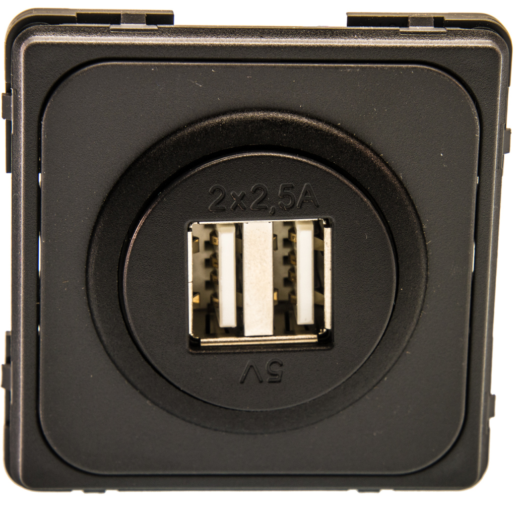 BBAtechniek - USB-A contactdoos 2x 2.5A lei-grijs S20.000 (1x)