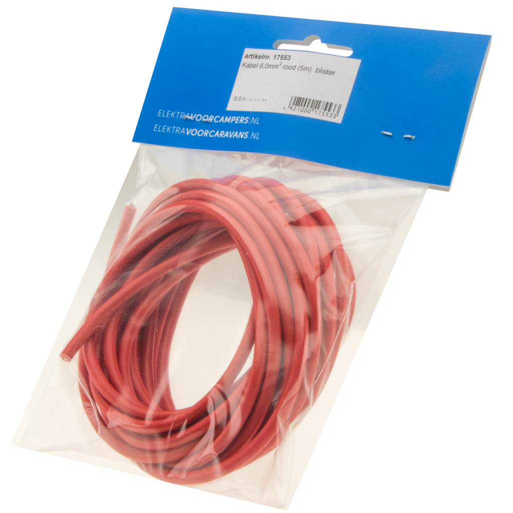 BBAtechniek - Kabel 6.0mm2 rood (5m)