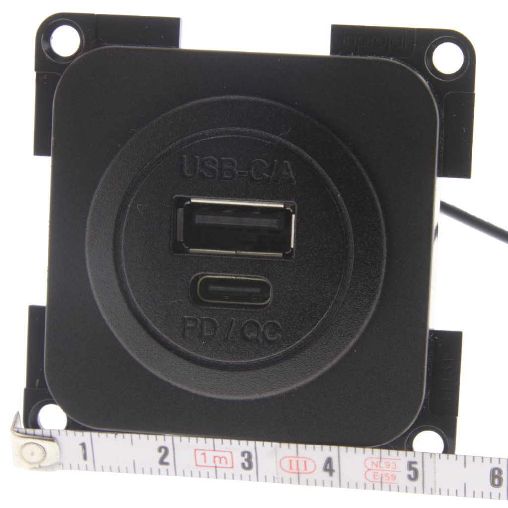 BBAtechniek - USB C/A PD QC 3A 30W inbouw zwart (1x) 