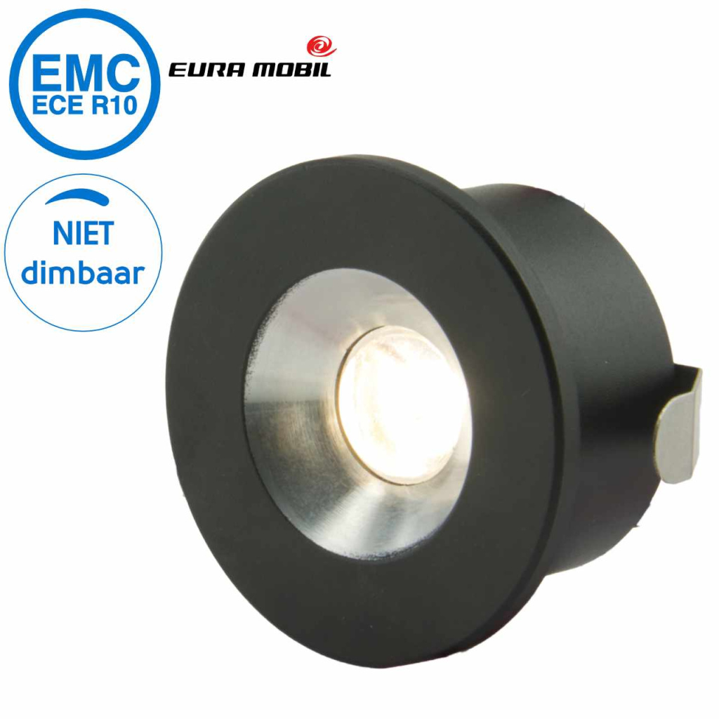 BBAtechniek - Cagliari LED inbouwspot 12V 1.47W zwart (1x)