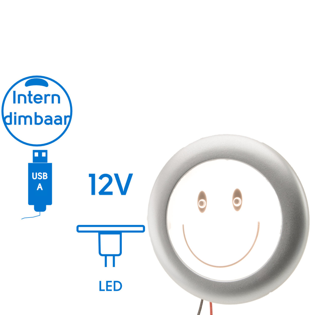 BBAtechniek - Dometic LED spot Smiley 5W + USB lader  5V 2A (1x)