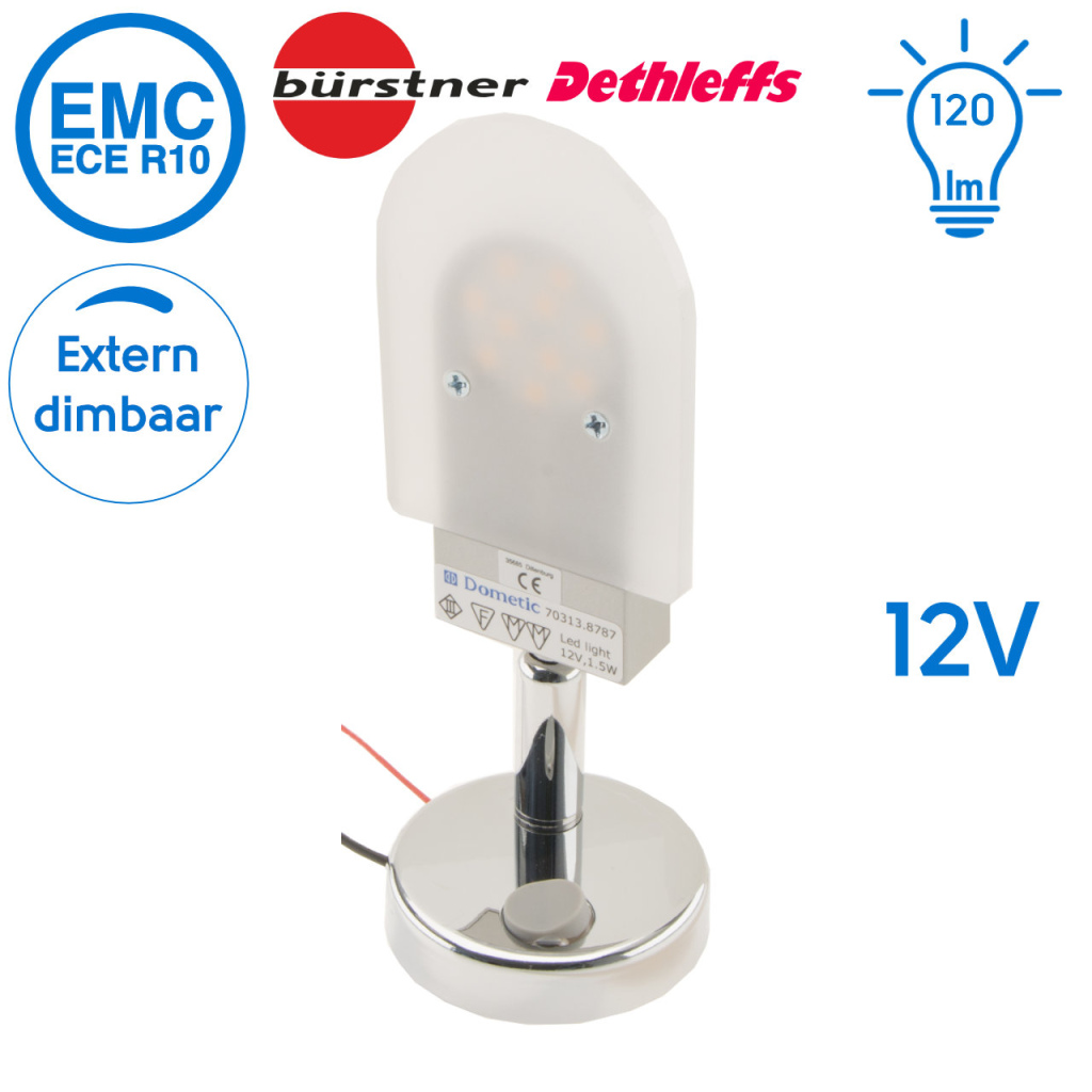 BBAtechniek - Dometic LED opbouwspot Thomas zilver 12V 1.5W (1x)