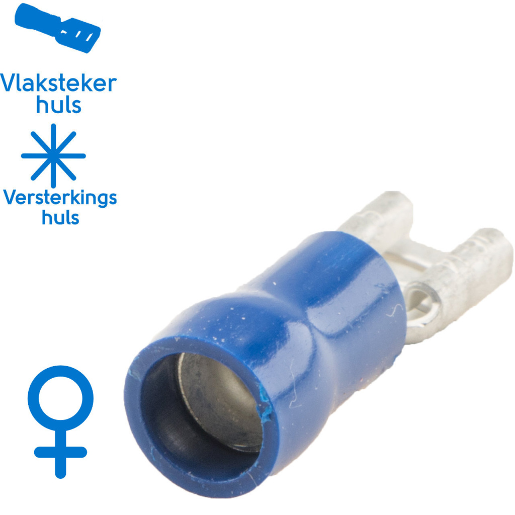 BBAtechniek - Vlakstekerhuls 4.8x0.5mm* blauw (100x)