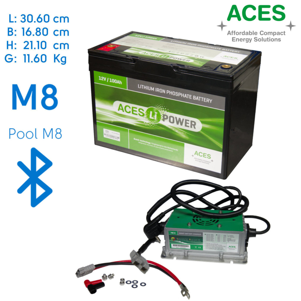 BBAtechniek - 12V 100Ah Aces Lithium accu + lader 20A (1x)