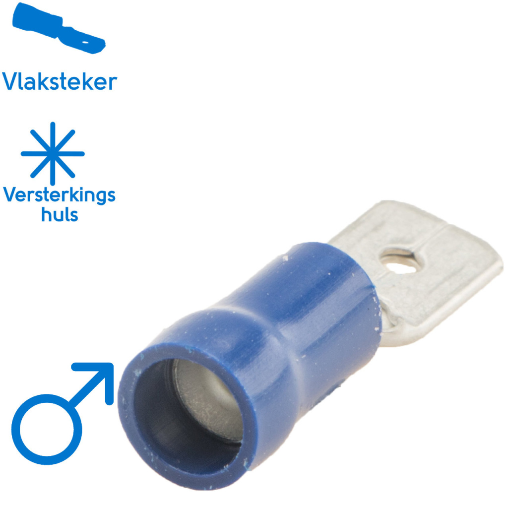 BBAtechniek - Vlaksteker 6.3x0.8mm* blauw (50x)