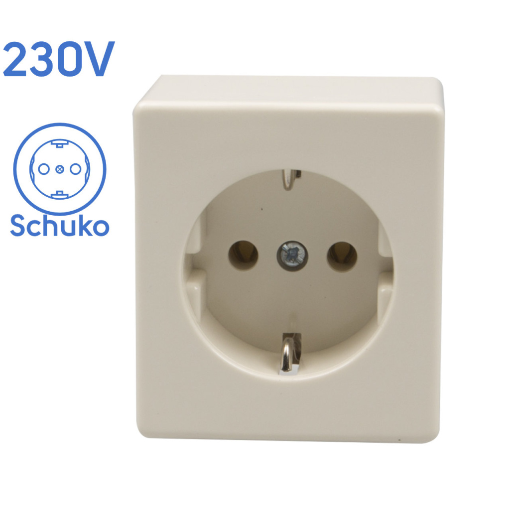 BBAtechniek - 230V enkel stopcontact opbouw met randaarde (1x)