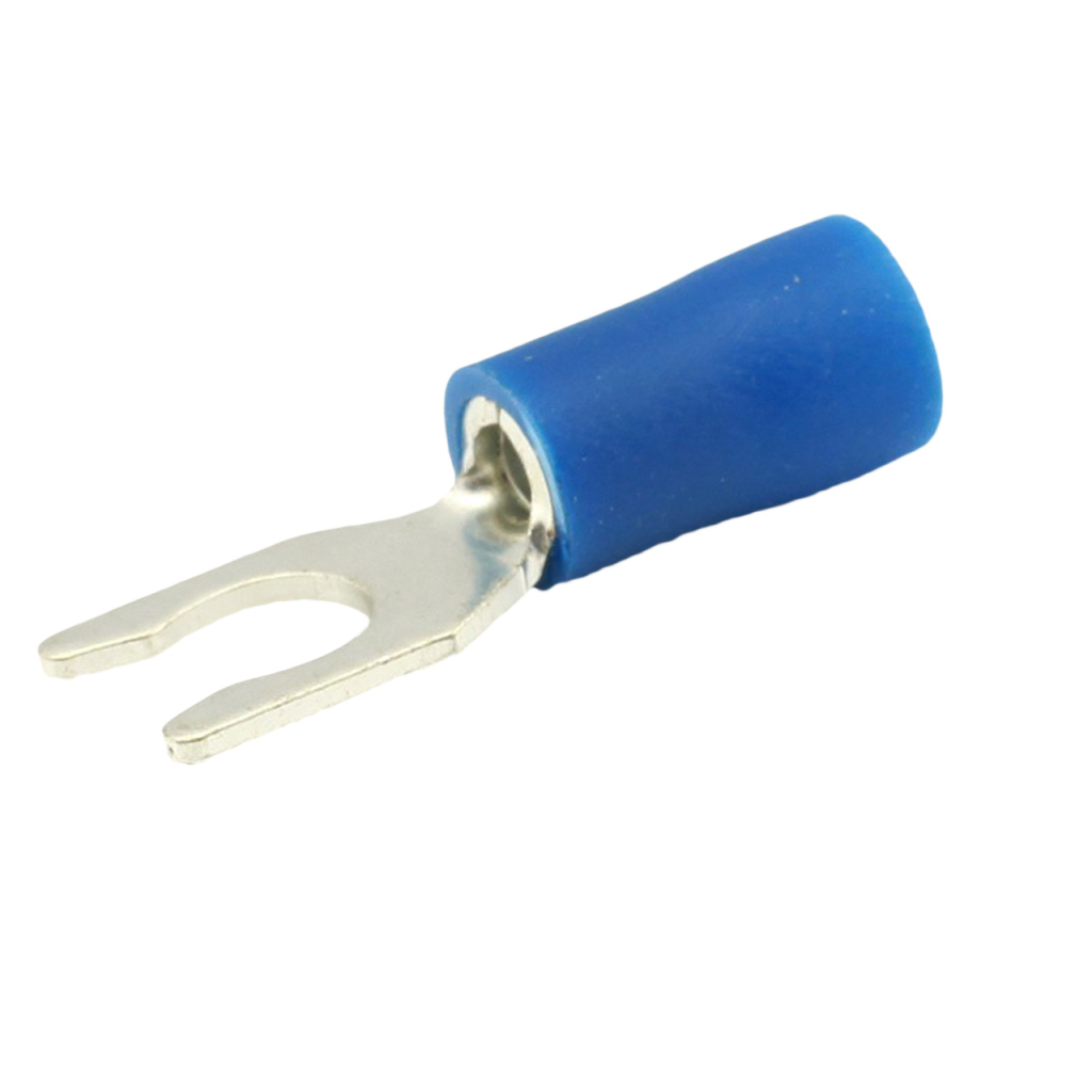 BBAtechniek - Kabelschoen vork-klem M4 Ø4.3mm blauw (100x)