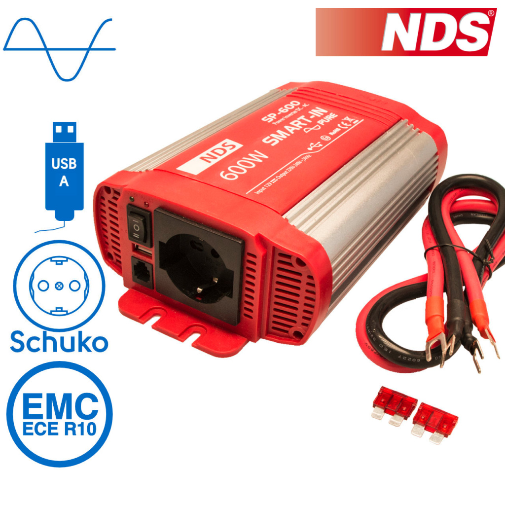 BBAtechniek - NDS SP-600 inverter 12V 600W USB-uitgang (1x)