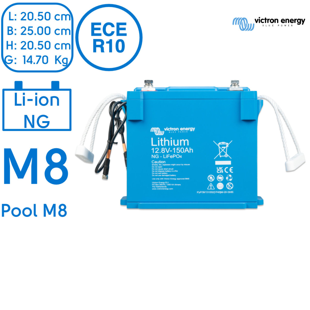BBAtechniek - LiFePO4 accu 12.8V 150Ah NG M8 (1x)