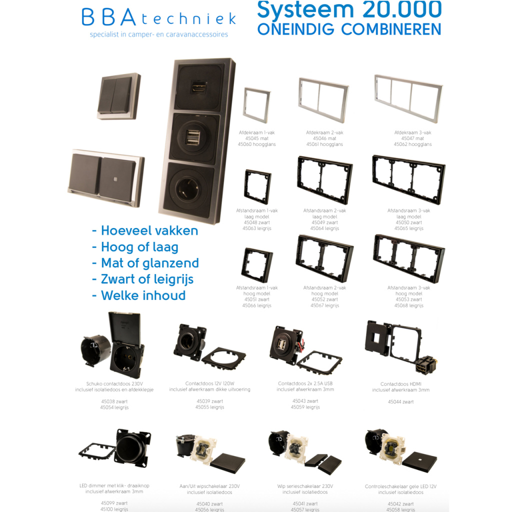 BBAtechniek - Afstandsraam 1-vak laag zwart S20.000 (1x)