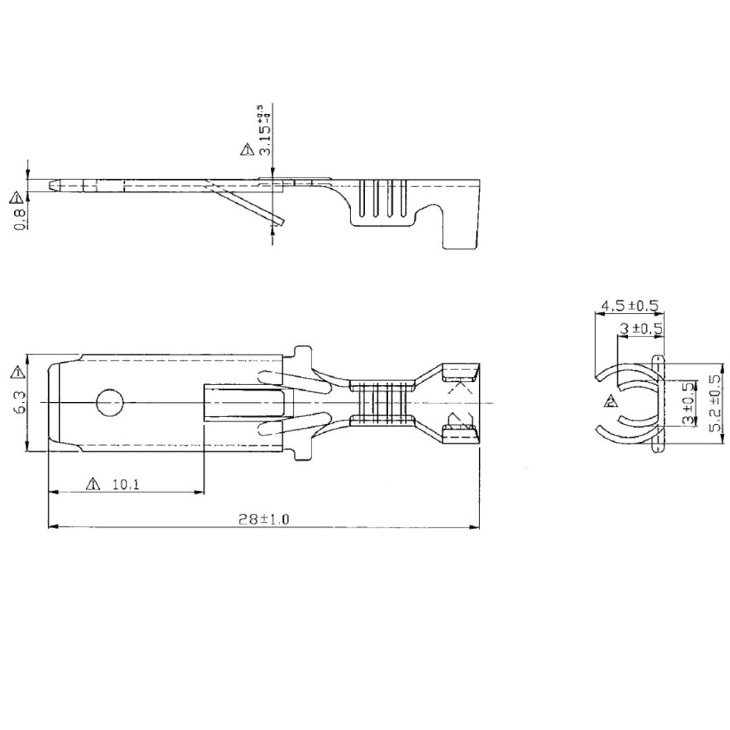 BBAtechniek - Vlaksteker messing 6.3, 0.5 -1.0mm² (100x)