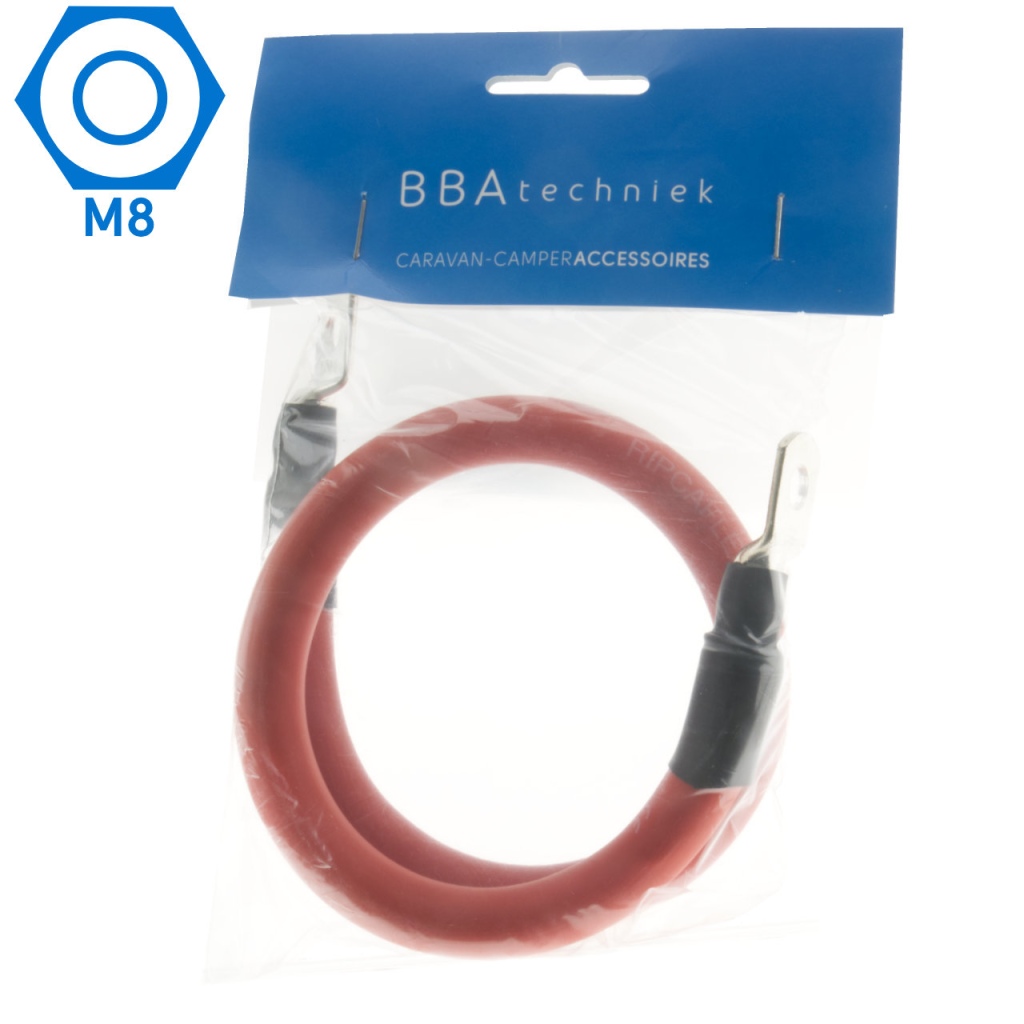 BBAtechniek - 50mm2 accu kabel flexibel rood 2x M8 (0.5m)