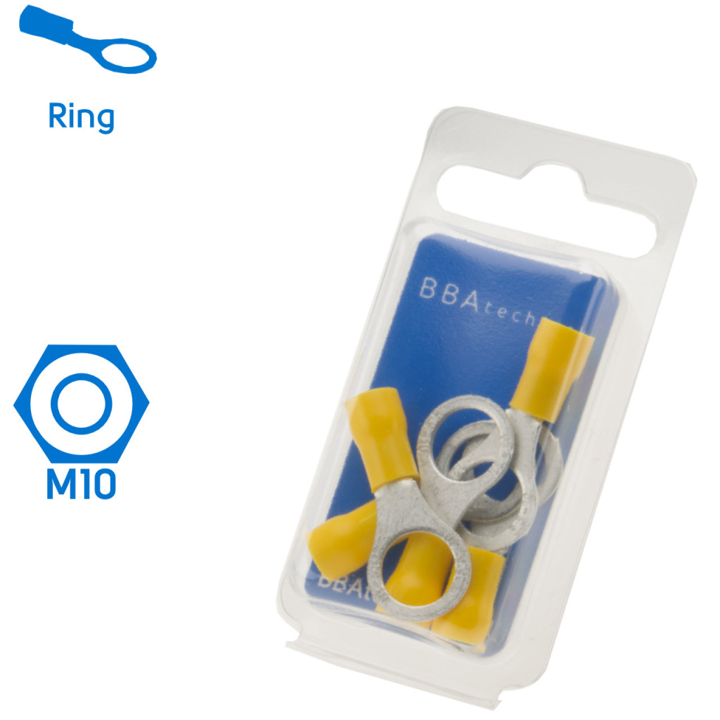 BBAtechniek - Kabelschoen ring M10 Ø10.5mm geel (5x)
