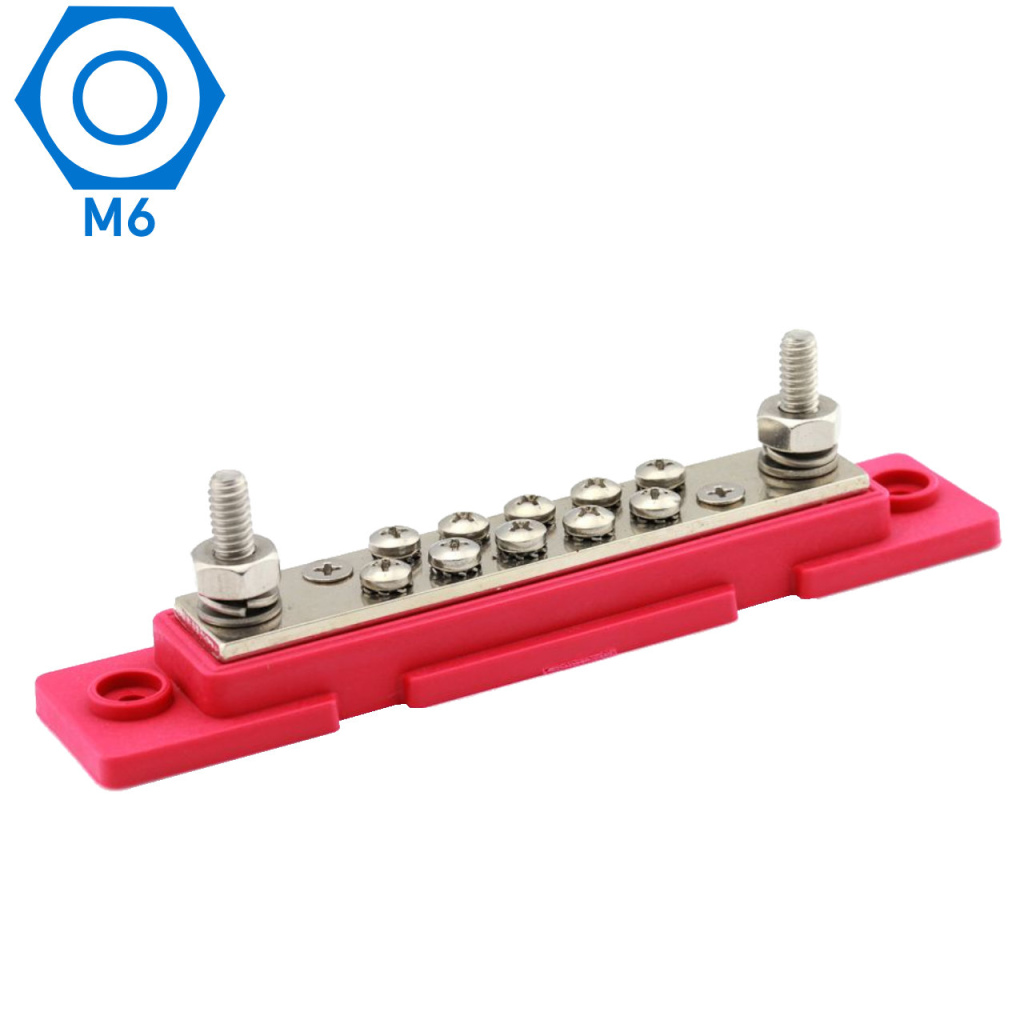 BBAtechniek - Contactstrip 10-punts rood M6 (1x)