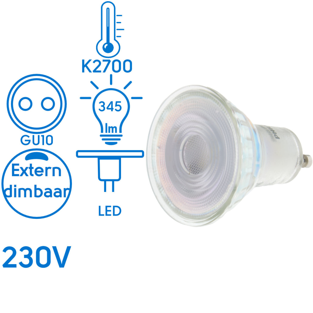 BBAtechniek - Philips CorePro 4W LED Gu10 extern dimbaar (1x)